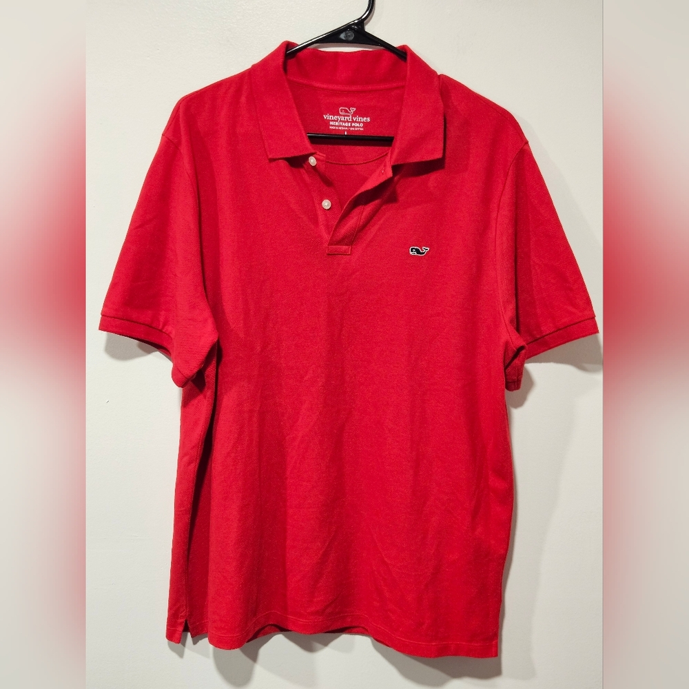 Vineyard Vines Men's Vibrant Red Cotton Heritage Polo Shirt Size Large